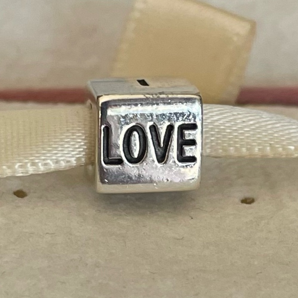 Authentic PANDORASterling Silver ~ 14k Gold I Love you” Heart Charm